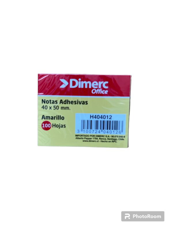 Nota Adhesiva 40x50mm Amarillo DIMERC 100 hojas